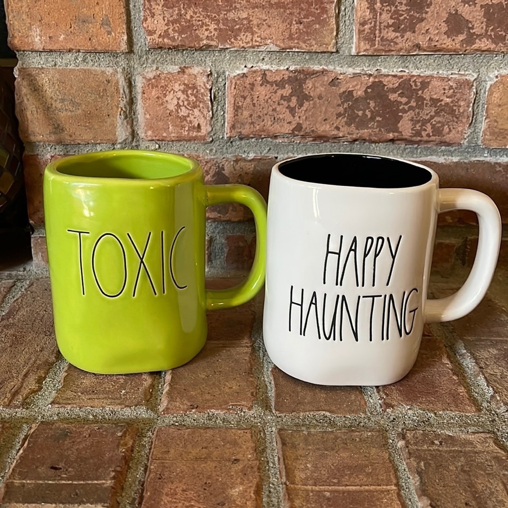 Rae Dunn Set of 2 Halloween Mugs Toxic - Happy Haunting